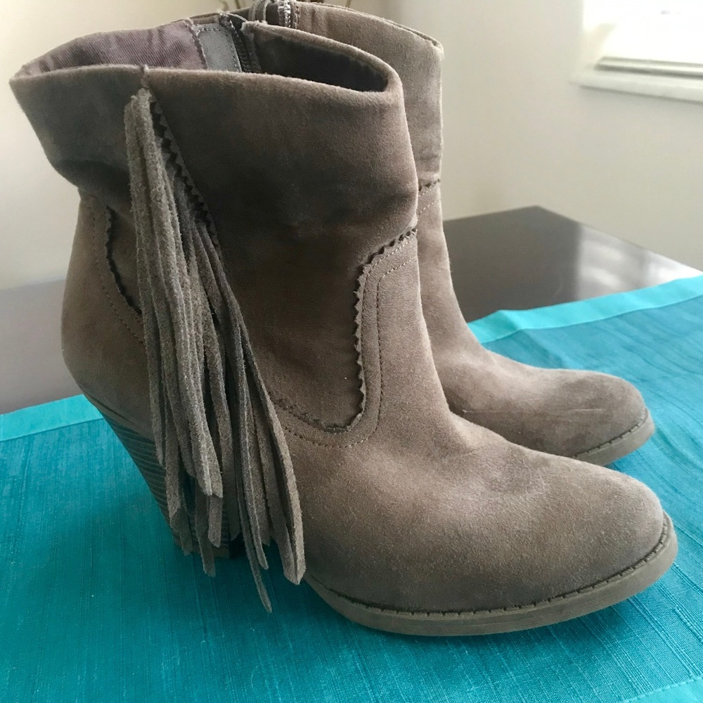 Mossimo Target Brown Suede Fringe Ankle Booties